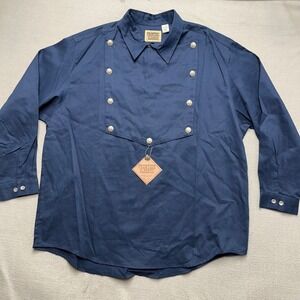 New Frontier Classics Western Shirt Mens 2XL Blue Cowboy Bib Button Ranch Rodeo
